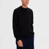 Strik>SELECTED LANGÆRMET STRIKTRØJE Black