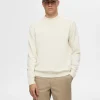 Strik>SELECTED LANGÆRMET STRIKTRØJE Beige