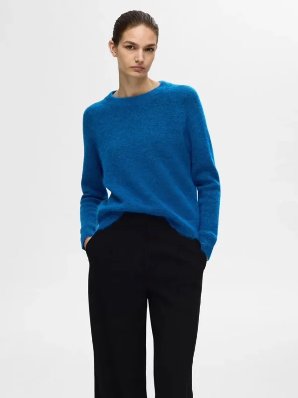 Strik>SELECTED LANGÆRMET STRIKTRØJE Blue