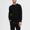Strik>SELECTED LANGÆRMET STRIKTRØJE Black