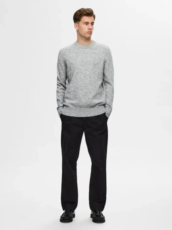 Strik>SELECTED LANGÆRMET STRIKTRØJE Grey