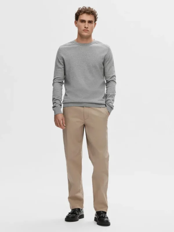 Strik>SELECTED LANGÆRMET STRIKTRØJE Grey