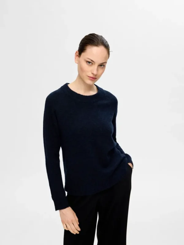 Strik>SELECTED LANGÆRMET STRIKTRØJE Blue