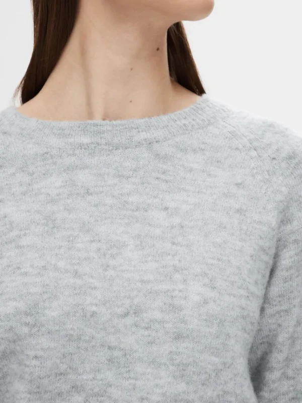 Strik>SELECTED LANGÆRMET STRIKTRØJE Grey