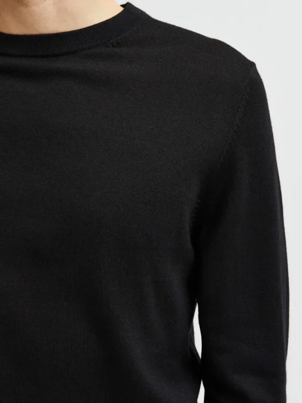 Strik>SELECTED LANGÆRMET STRIKTRØJE Black