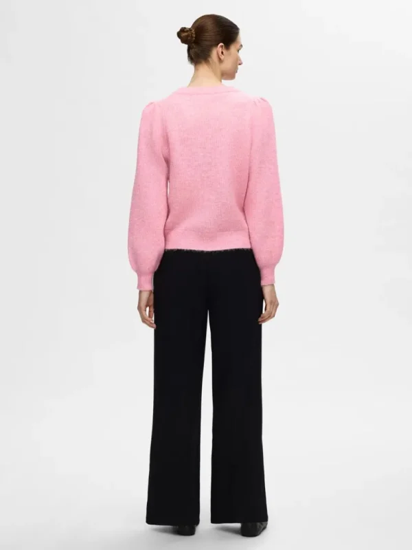 Strik>SELECTED LANGÆRMET STRIKTRØJE Pink