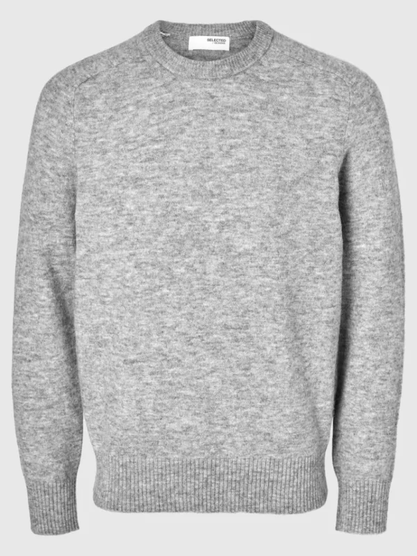 Strik>SELECTED LANGÆRMET STRIKTRØJE Grey