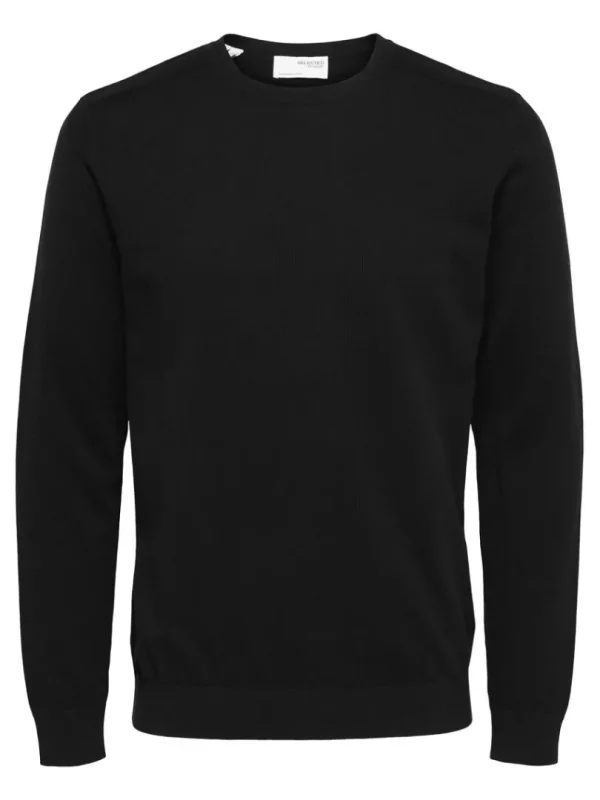 Strik>SELECTED LANGÆRMET STRIKTRØJE Black