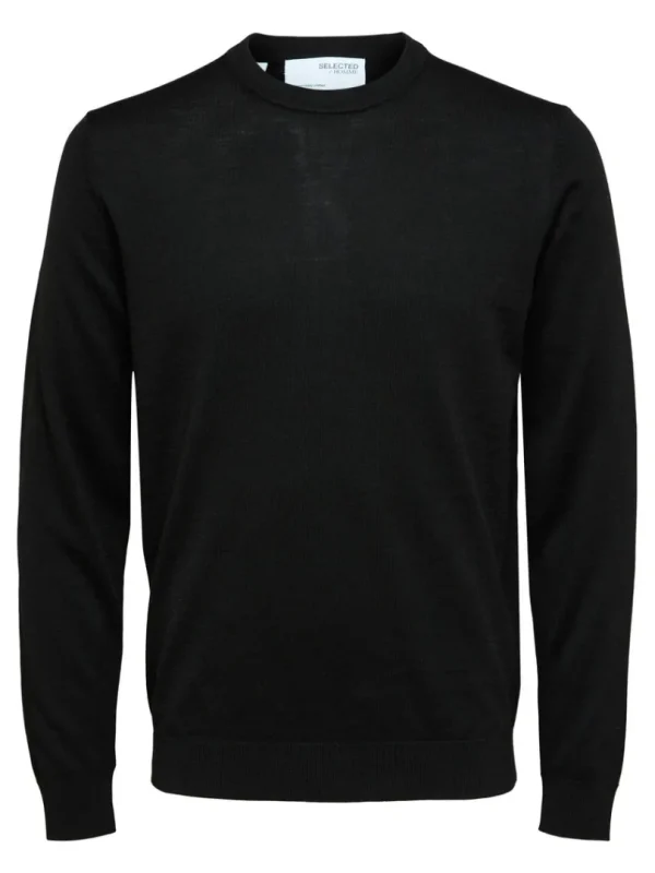 Strik>SELECTED LANGÆRMET STRIKTRØJE Black