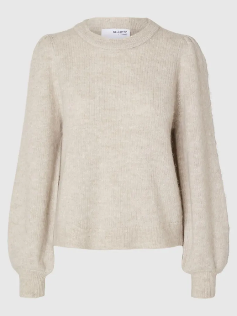 langrmet_striktrje_5-10.webp Strik>SELECTED LANGÆRMET STRIKTRØJE Beige