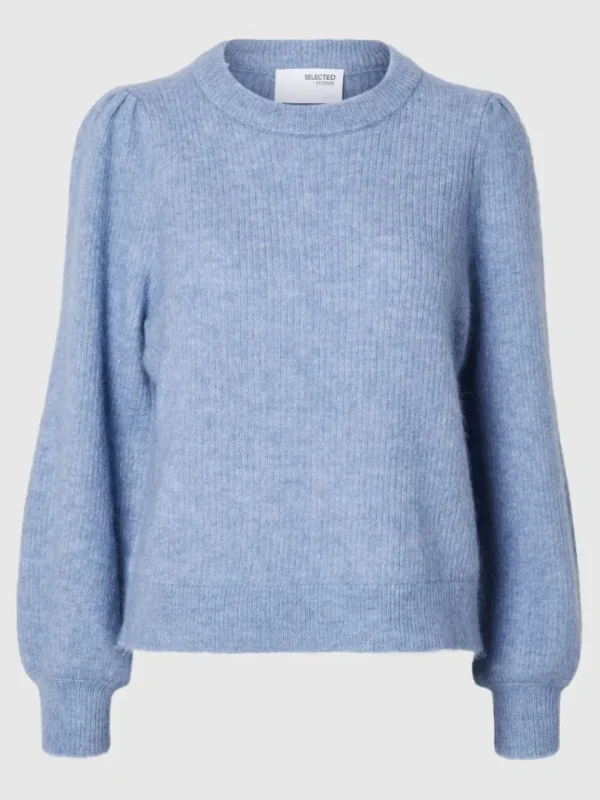 Strik>SELECTED LANGÆRMET STRIKTRØJE Blue