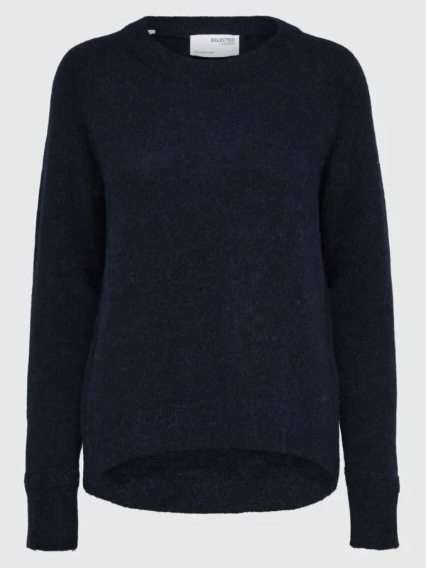 Strik>SELECTED LANGÆRMET STRIKTRØJE Blue