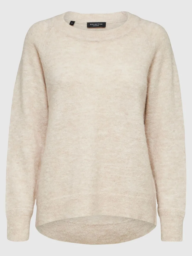 langrmet_striktrje_5-22.webp Strik>SELECTED LANGÆRMET STRIKTRØJE Beige