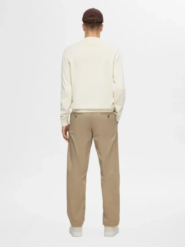 Strik>SELECTED LANGÆRMET STRIKTRØJE Beige