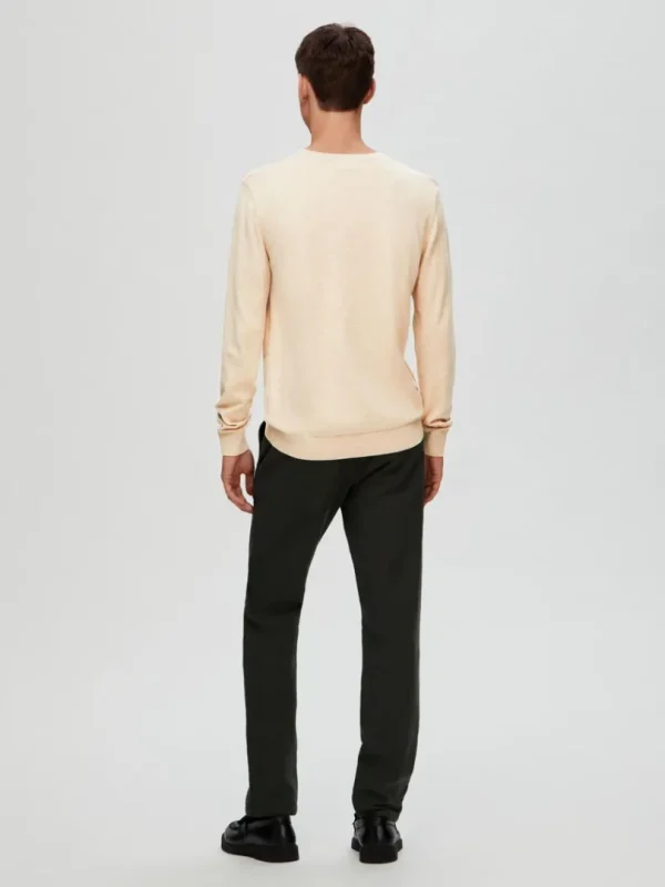 Strik>SELECTED LANGÆRMET STRIKTRØJE Beige