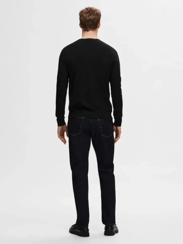 Strik>SELECTED LANGÆRMET STRIKTRØJE Black