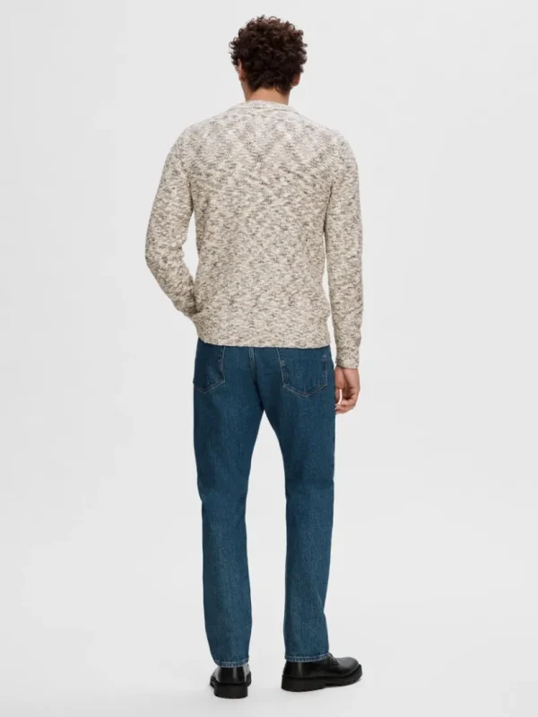 Strik>SELECTED LANGÆRMET STRIKTRØJE Beige