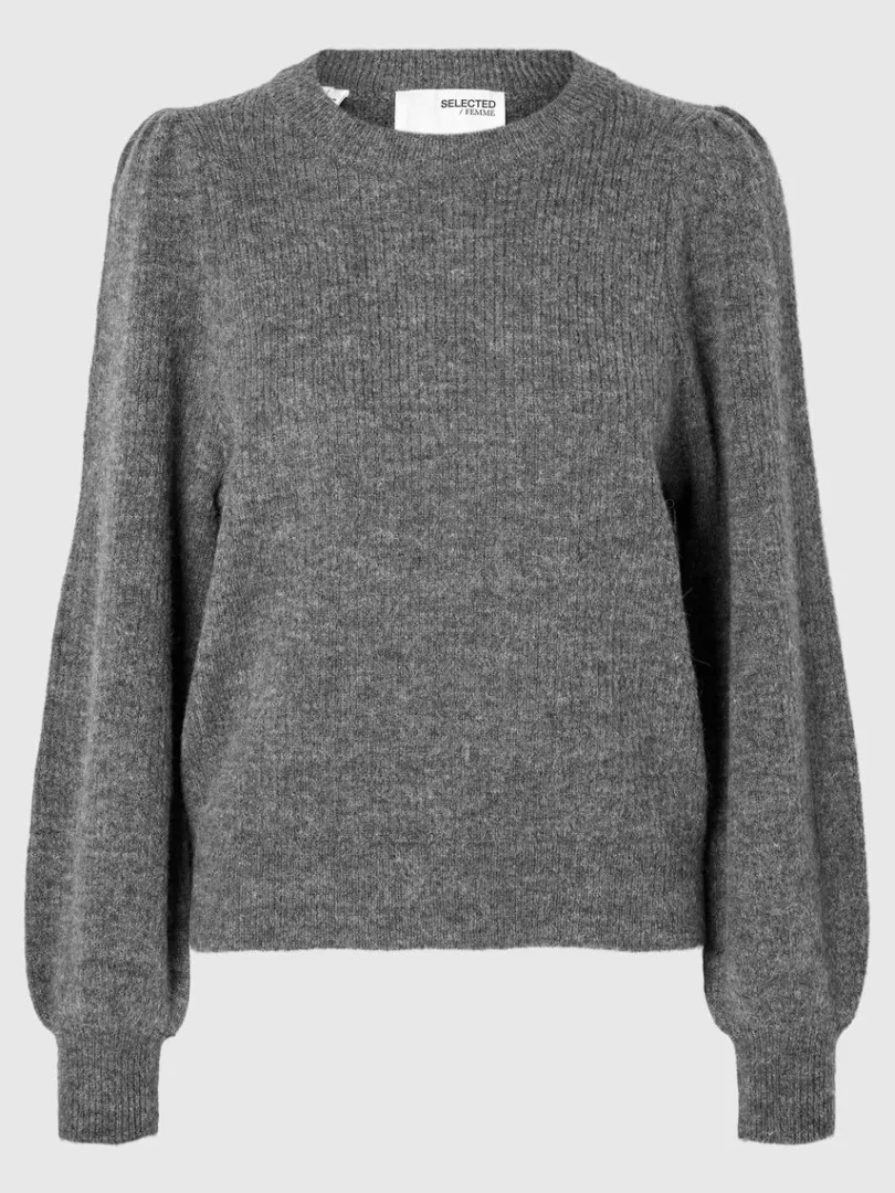 langrmet_striktrje_5-9.webp Strik>SELECTED LANGÆRMET STRIKTRØJE Grey