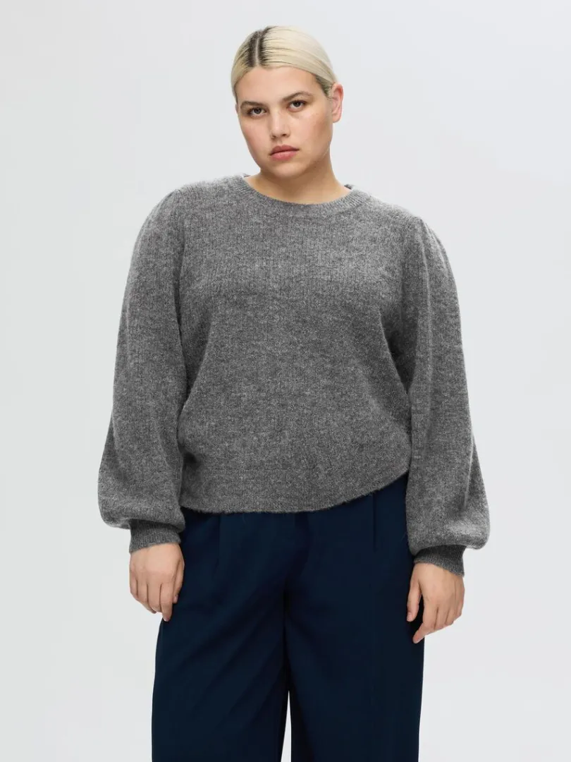 langrmet_striktrje_6-1.webp Strik>SELECTED LANGÆRMET STRIKTRØJE Grey