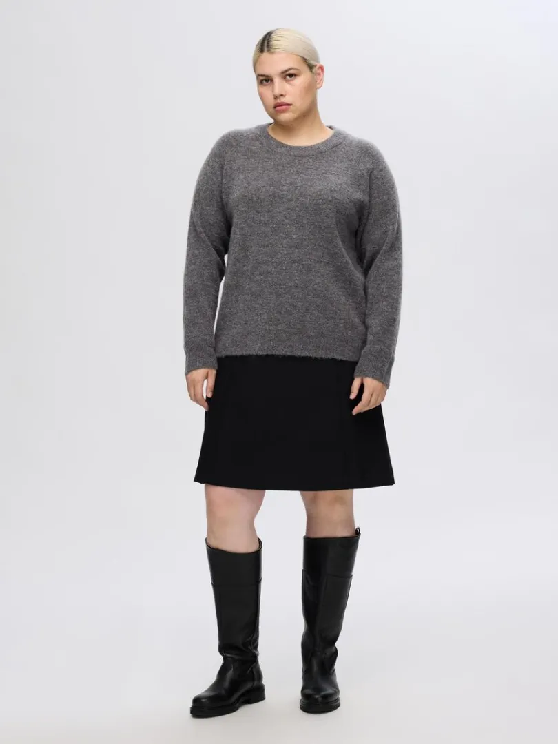 langrmet_striktrje_7.webp Strik>SELECTED LANGÆRMET STRIKTRØJE Grey