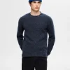 Strik>SELECTED LANGÆRMET SWEATER MED RUND HALS Blue