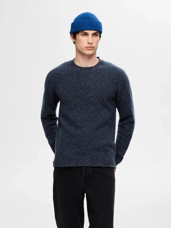 Strik>SELECTED LANGÆRMET SWEATER MED RUND HALS Blue