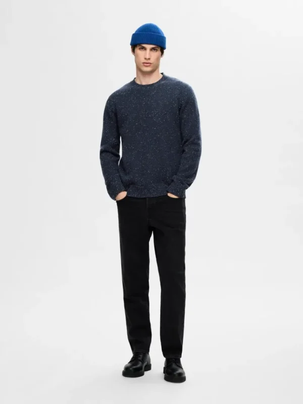 Strik>SELECTED LANGÆRMET SWEATER MED RUND HALS Blue
