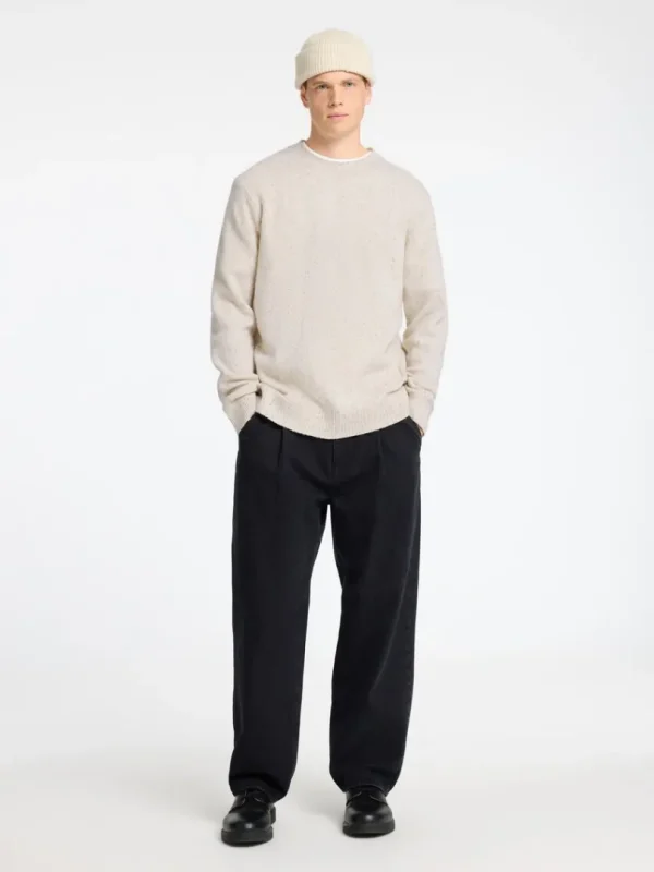 Strik>SELECTED LANGÆRMET SWEATER MED RUND HALS Beige
