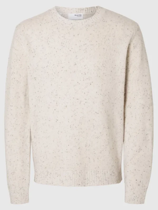 Strik>SELECTED LANGÆRMET SWEATER MED RUND HALS Beige