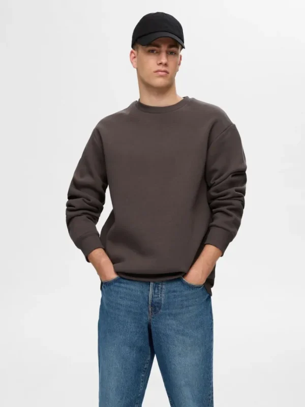Hættetrøjer & Sweatshirts>SELECTED LANGÆRMET SWEATSHIRT Brown
