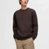 Hættetrøjer & Sweatshirts>SELECTED LANGÆRMET SWEATSHIRT Brown
