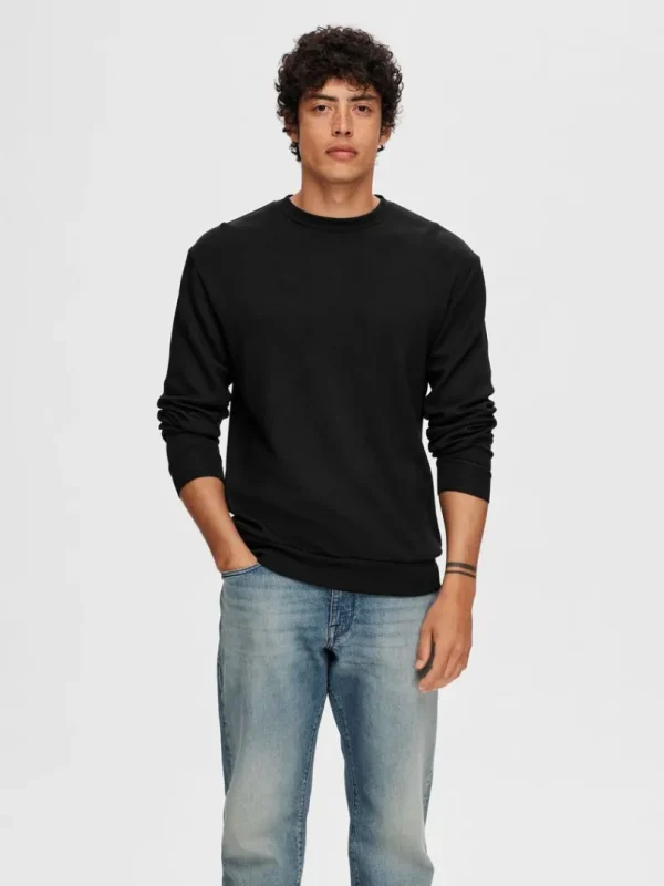Hættetrøjer & Sweatshirts>SELECTED LANGÆRMET SWEATSHIRT Black