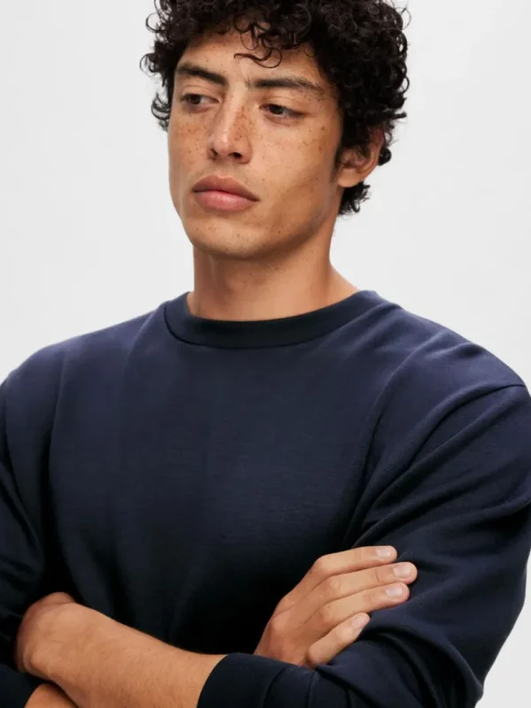 Hættetrøjer & Sweatshirts>SELECTED LANGÆRMET SWEATSHIRT Blue