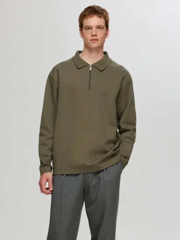 Poloer>SELECTED LANGÆRMET SWEATSHIRT MED LYNLÅS Green