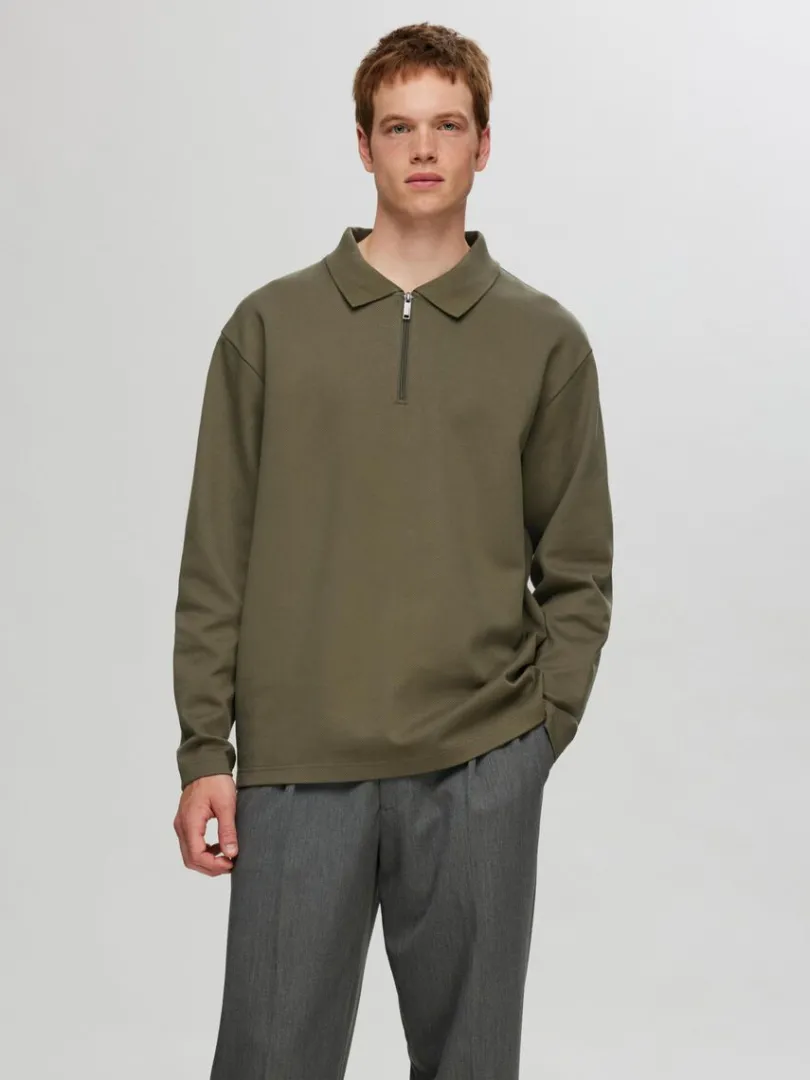 langrmet_sweatshirt_med_l_0.webp Poloer>SELECTED LANGÆRMET SWEATSHIRT MED LYNLÅS Green