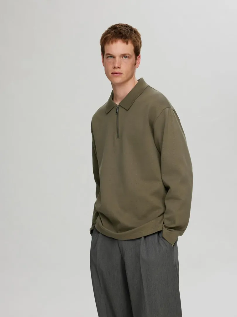 langrmet_sweatshirt_med_l_2.webp Poloer>SELECTED LANGÆRMET SWEATSHIRT MED LYNLÅS Green