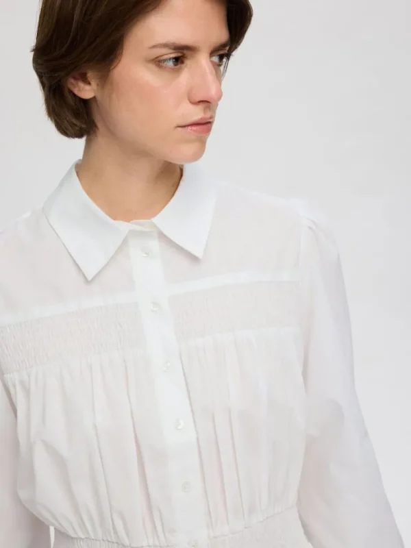 Skjorter>SELECTED LANGÆRMET TOP MED SMOCKSYNING White