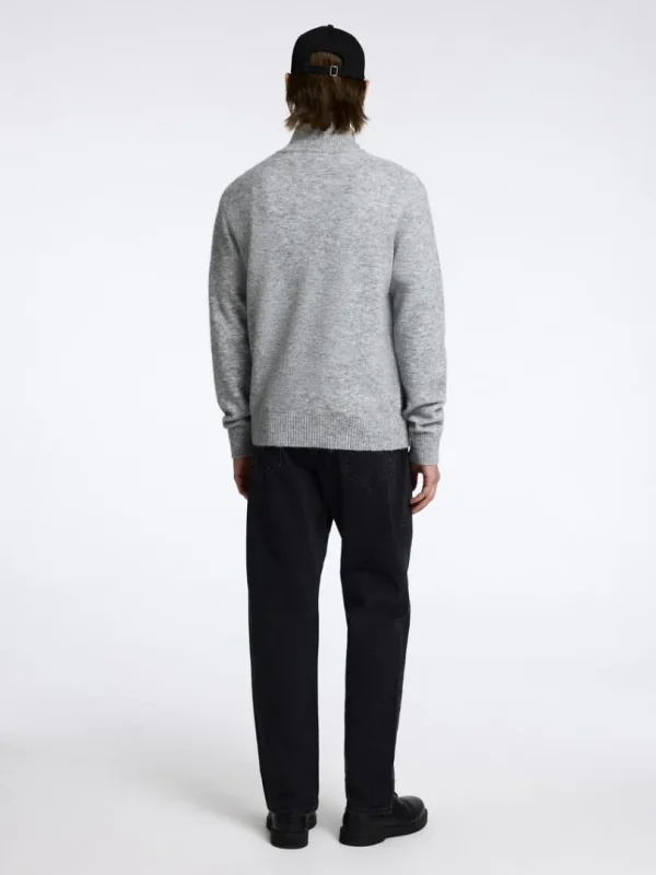 Strik>SELECTED LANGÆRMET TRØJE MED HALV LYNLÅS Grey