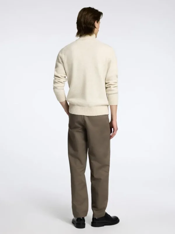 Strik>SELECTED LANGÆRMET TRØJE MED HALV LYNLÅS Beige