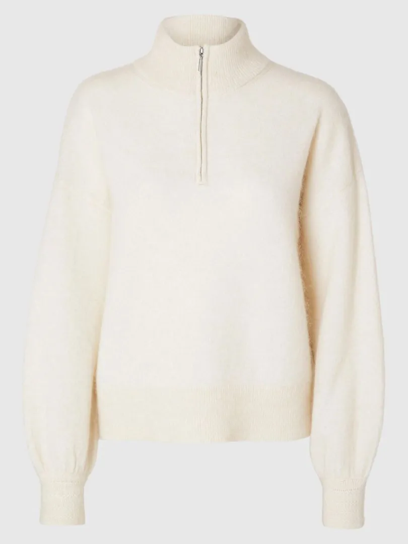 langrmet_trje_med_halv_ly_5.webp Strik>SELECTED LANGÆRMET TRØJE MED HALV LYNLÅS White
