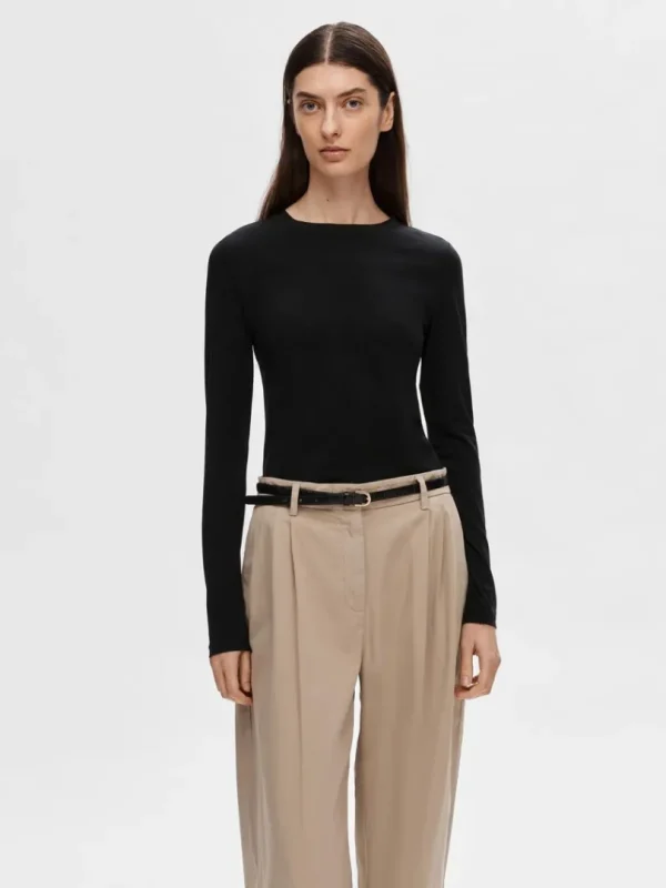 T-shirts>SELECTED LANGÆRMET T-SHIRT Black