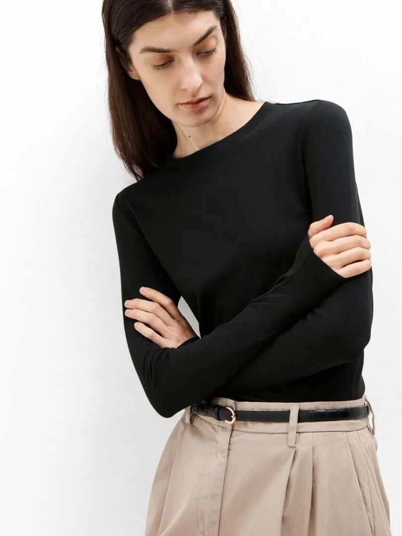 langrmet_tshirt_2.webp T-shirts>SELECTED LANGÆRMET T-SHIRT Black