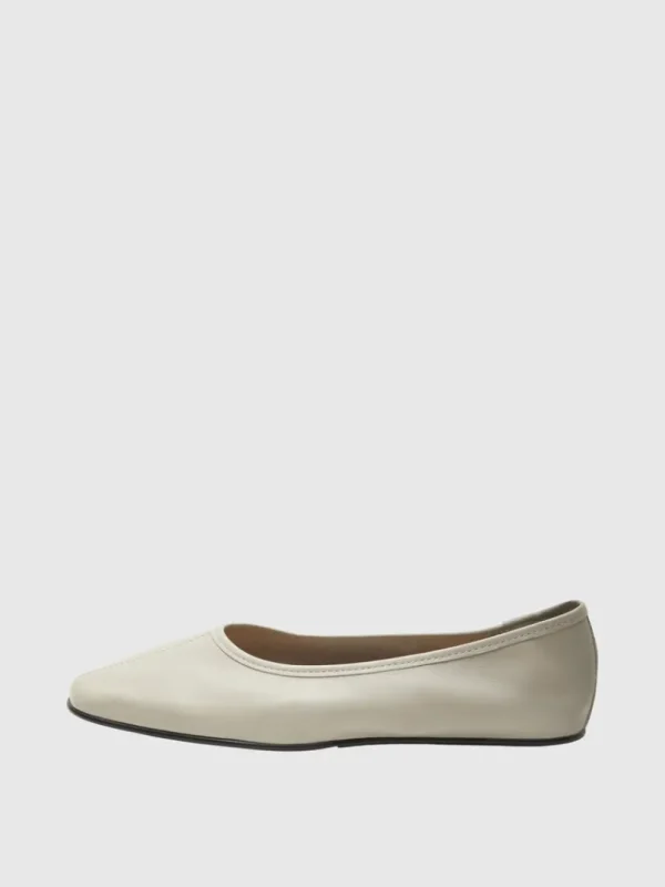 Sko>SELECTED LÆDER BALLERINAER Beige