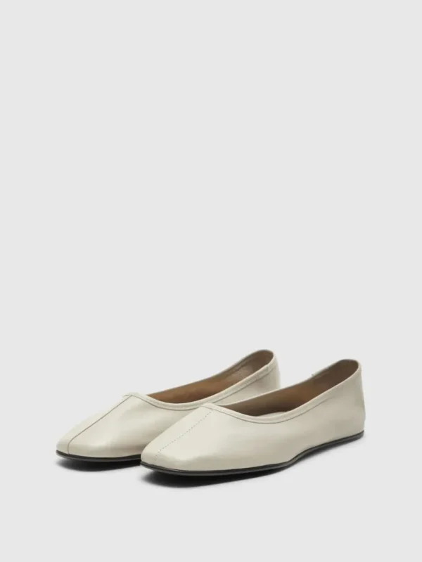 Sko>SELECTED LÆDER BALLERINAER Beige