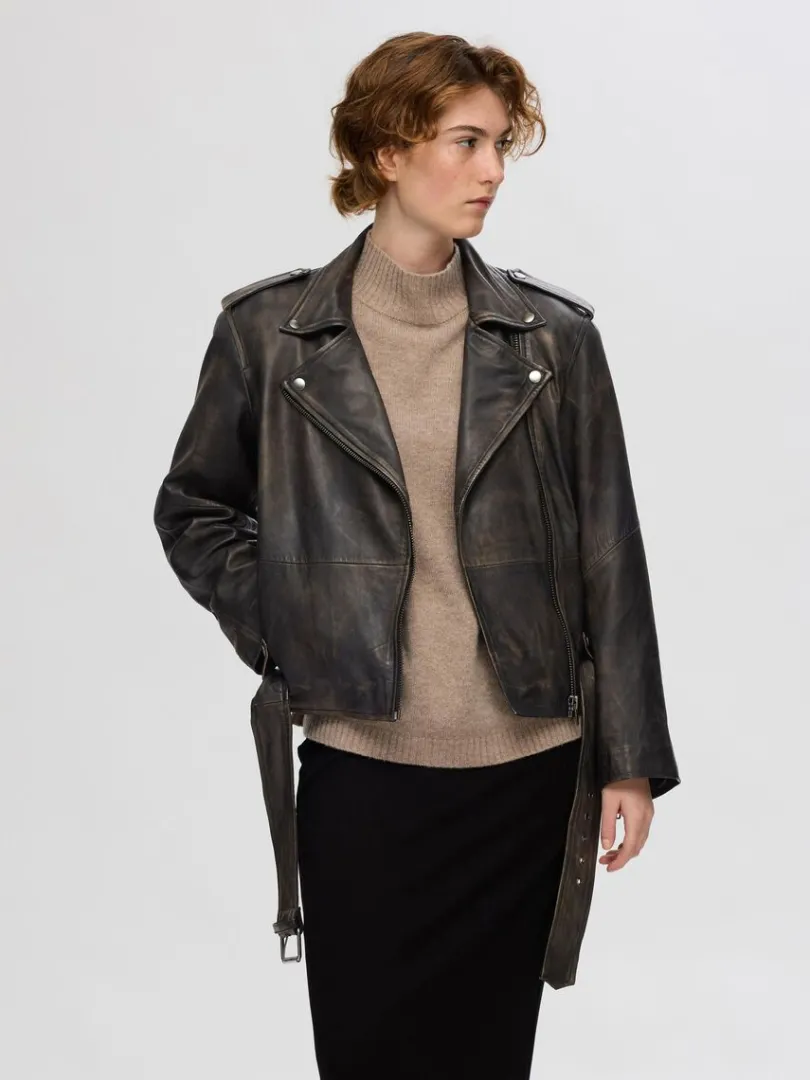 lder_bikerjakke_0.webp Overtøj>SELECTED 100 % LÆDER BIKERJAKKE Black