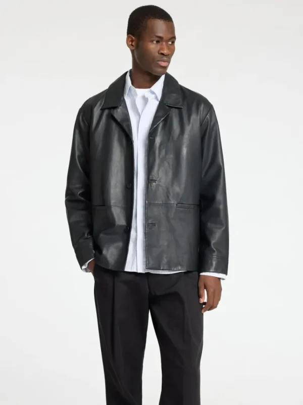 Overtøj>SELECTED LÆDER BLAZER Black