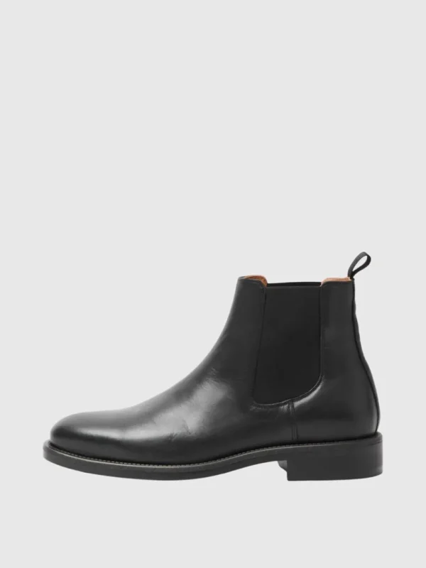 Sko>SELECTED LÆDER CHELSEA-STØVLER Black