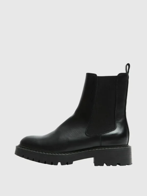 Sko>SELECTED LÆDER CHELSEA-STØVLER Black