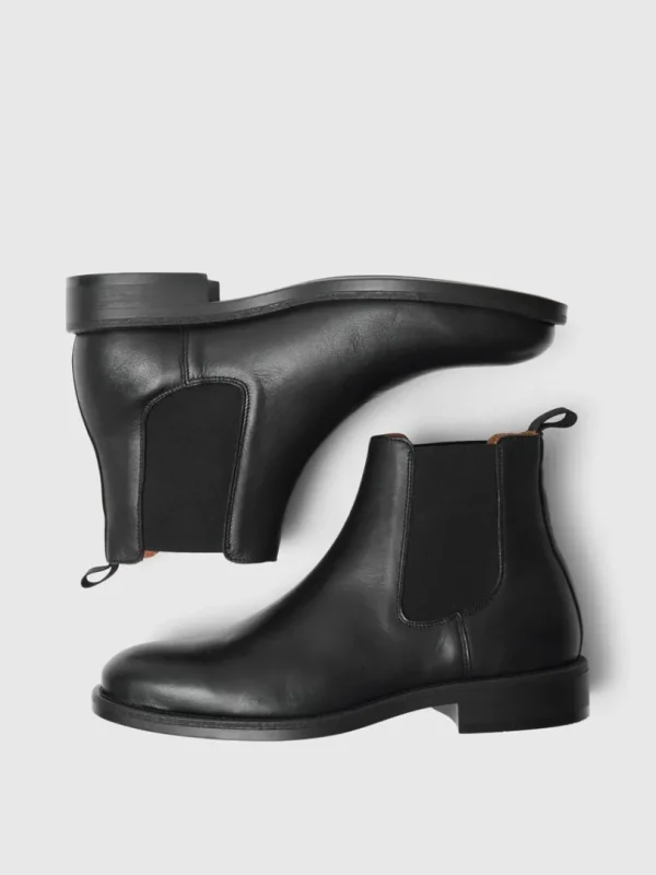 Sko>SELECTED LÆDER CHELSEA-STØVLER Black
