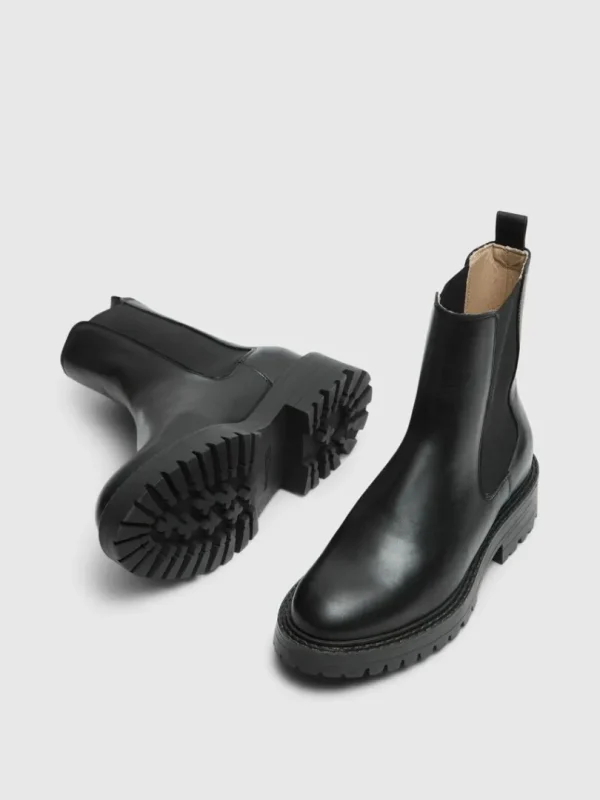 Sko>SELECTED LÆDER CHELSEA-STØVLER Black